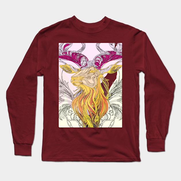 Enchanted Deer: A Majestic Spirit with a Touch of Whimsy Long Sleeve T-Shirt by DigitaFix